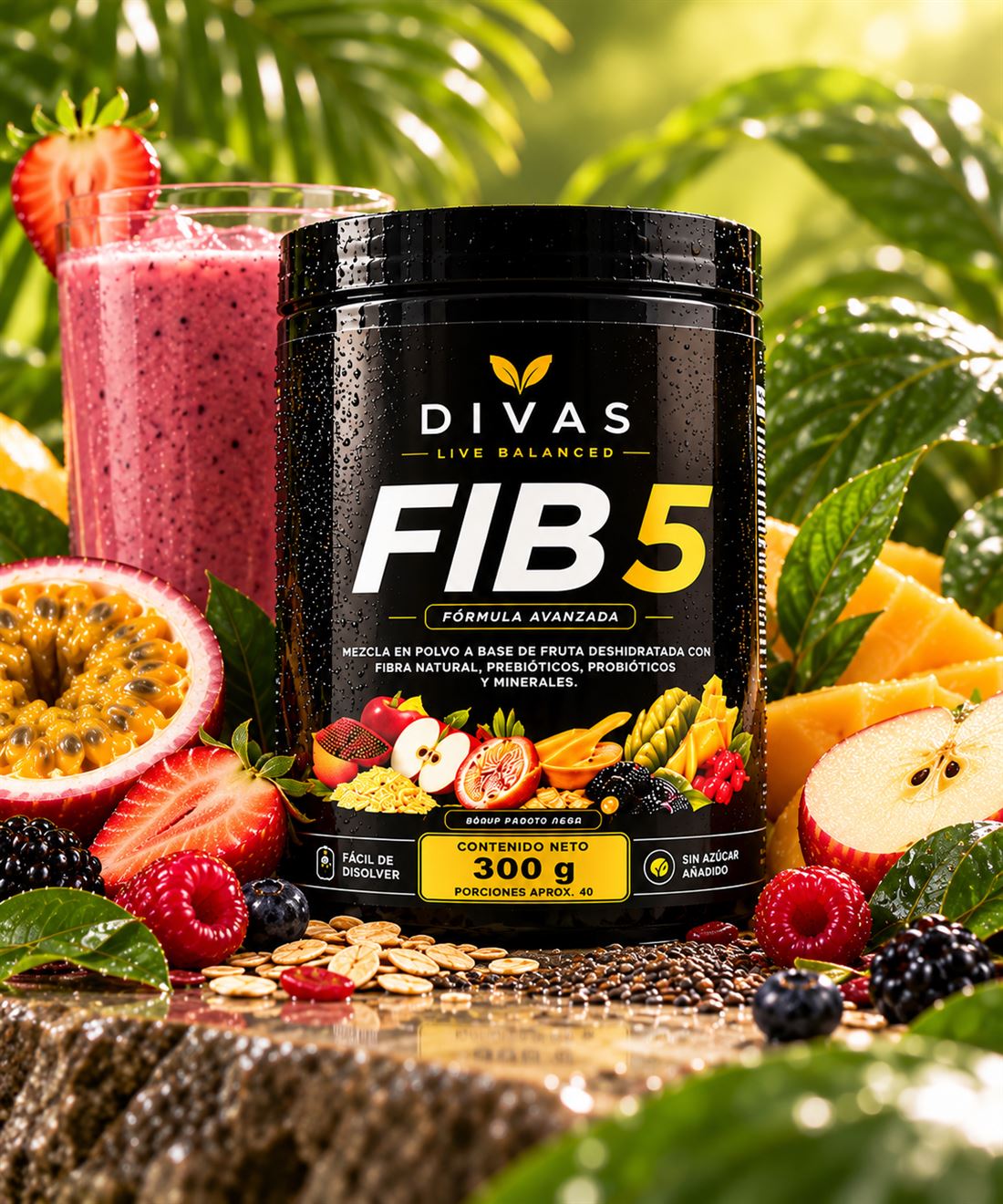 FIB 5, tarro de 300 g de fibra con prebióticos