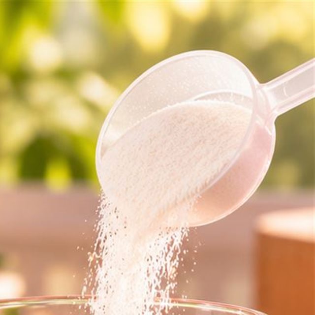 Cucharada de producto en polvo, la porción de una toma